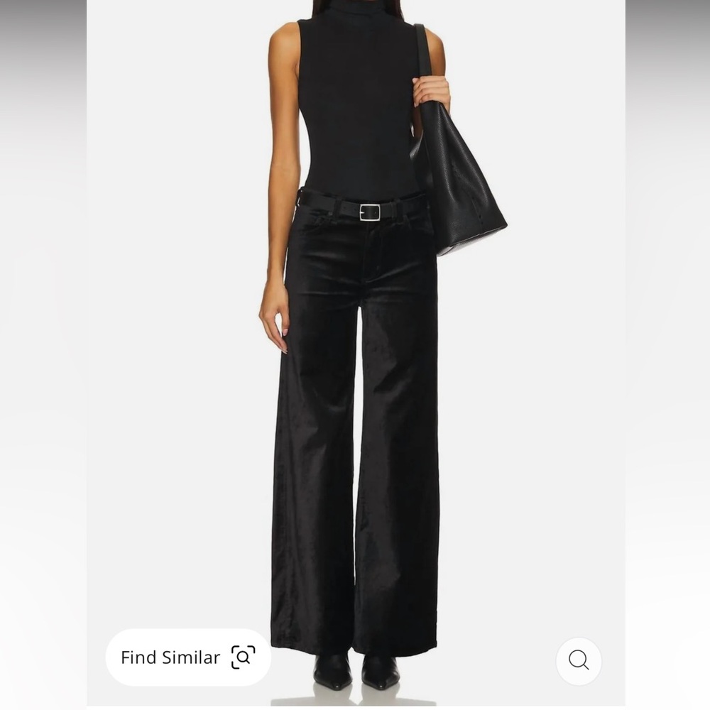 Citizens of Humanity Loli Velvet Mid-Rise Baggy Wide Leg Black Pants, Size 32